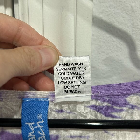 Island Beach Short Sleeve MuMu Dress Purple White Sz Large XL Tie Dye Caftan NWT - Picture 8 of 10
